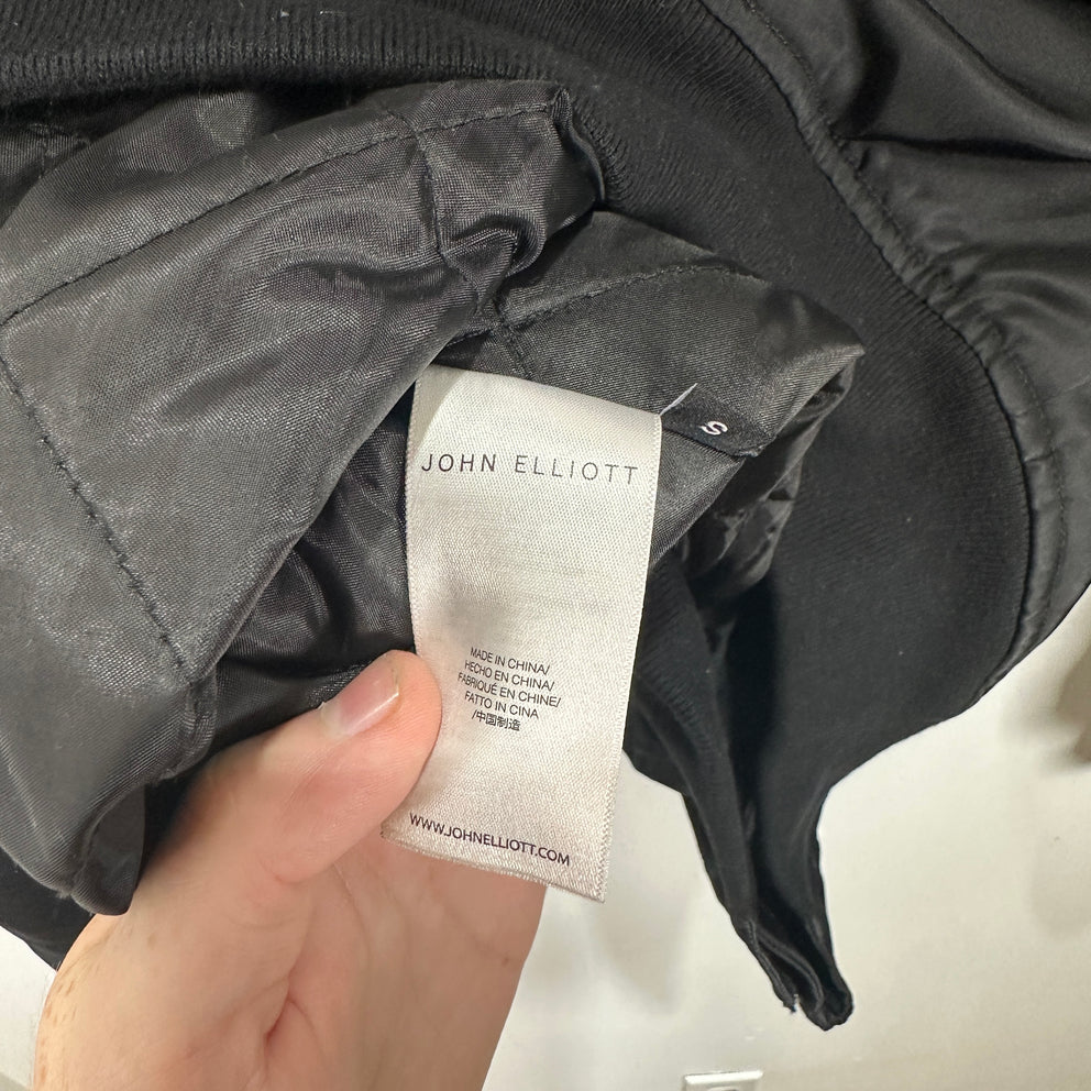 John Elliott Black Nylon Bomber Jacket Size S
