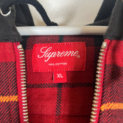 Supreme Hooded Plaid Half Zip Flannel Size XL