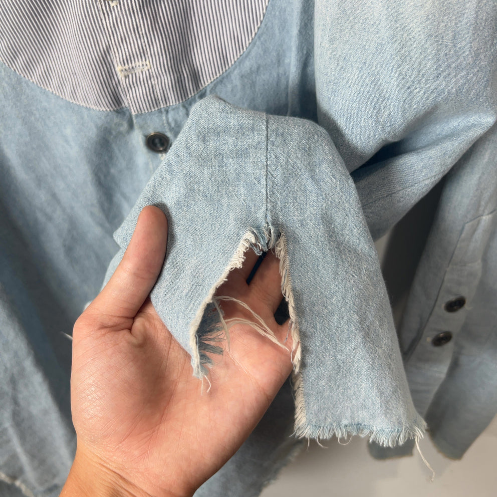 Greg Lauren Reconstructed Denim Tunic Shirt