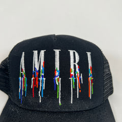 Amiri Paint Drip Logo Black Trucker