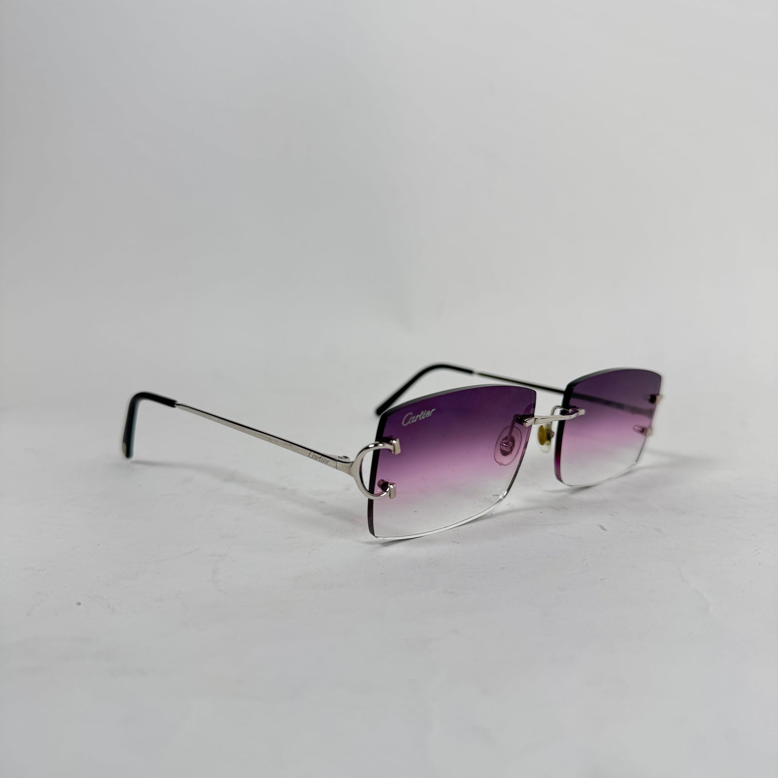 Cartier Silver Rectangle Rimless Glasses