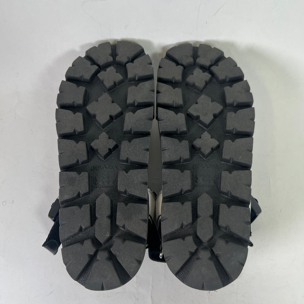 Prada Two-Tone Buckle Flat Sandals