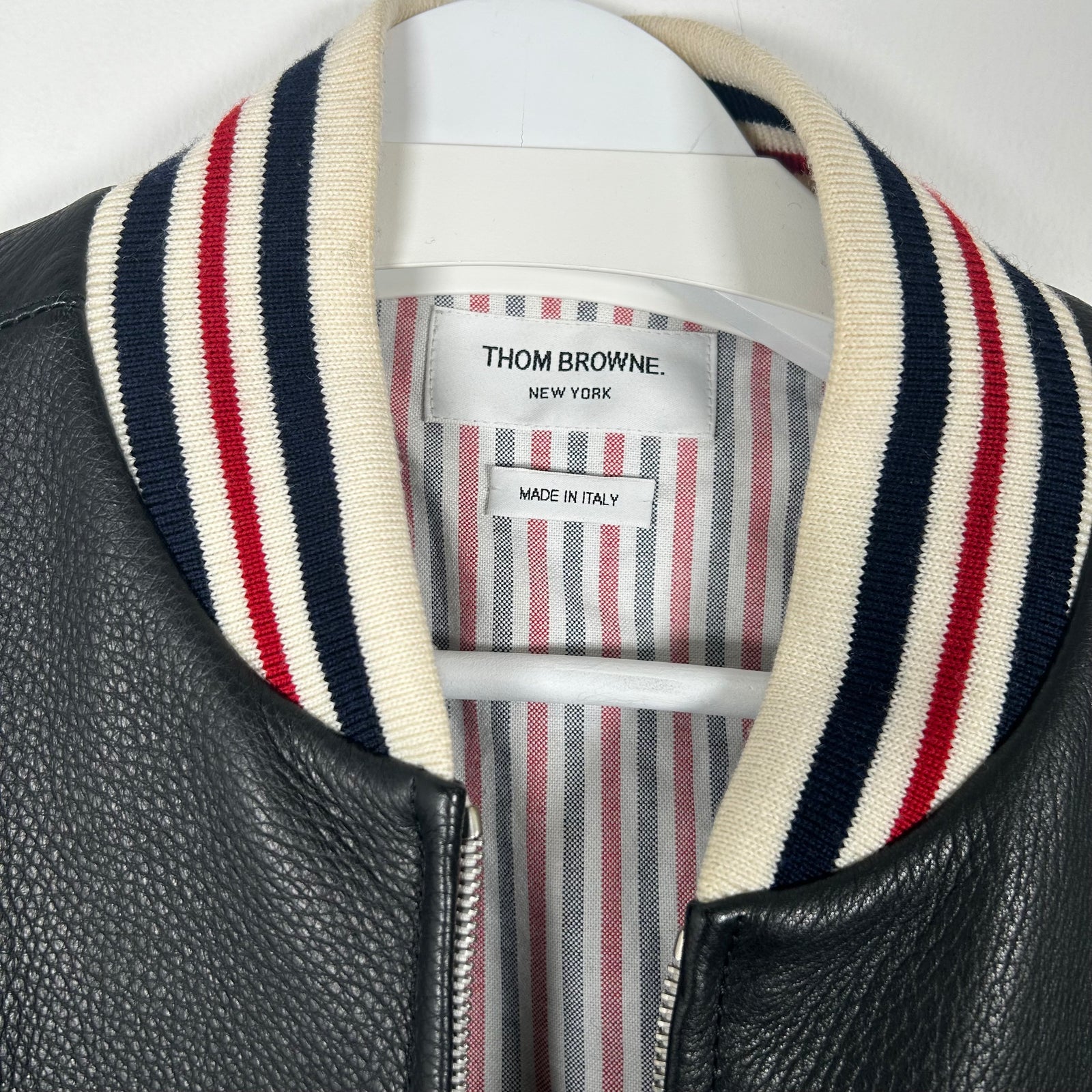 Thom Browne Deerskin Leather Varsity Jacket Size 1