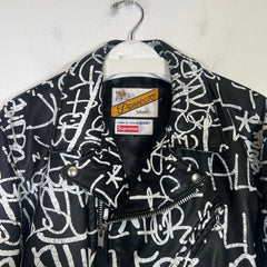Supreme x Comme Des Garcons SHIRT x Schott Painted Perfecto Leather Biker Jacket Size L