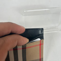 Burberry Sandon Beige Check Leather Card Holder