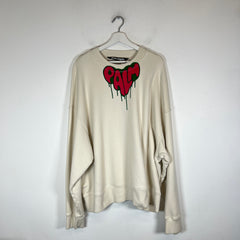 Palm Angels Beige Spray Heart Crewneck Size XXL
