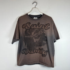 Saint Vanity Grey Wash Jesus Logo T-Shirt Size S