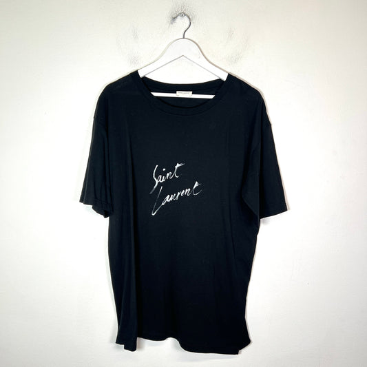 Saint Laurent Black Script Logo T-Shirt Size L
