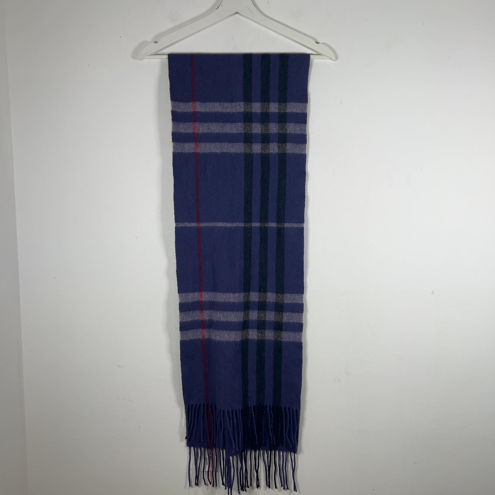 Burberry Purple Check Wool Scarf