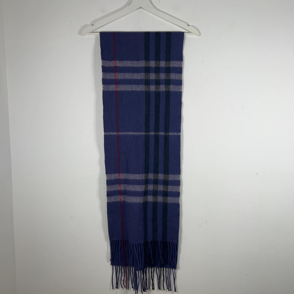 Burberry Purple Check Wool Scarf