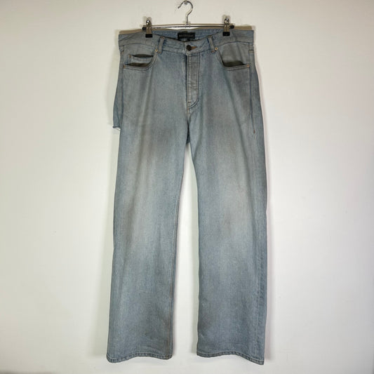 Balenciaga Lightwash Distressed Relaxed Fit Jeans