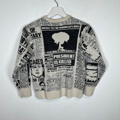 Supreme White Newspaper Cropped Crewneck Size M