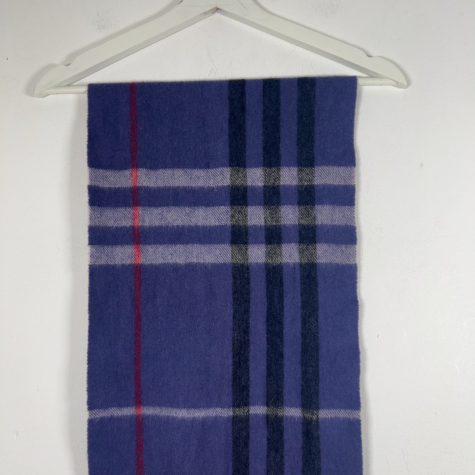 Burberry Purple Check Wool Scarf
