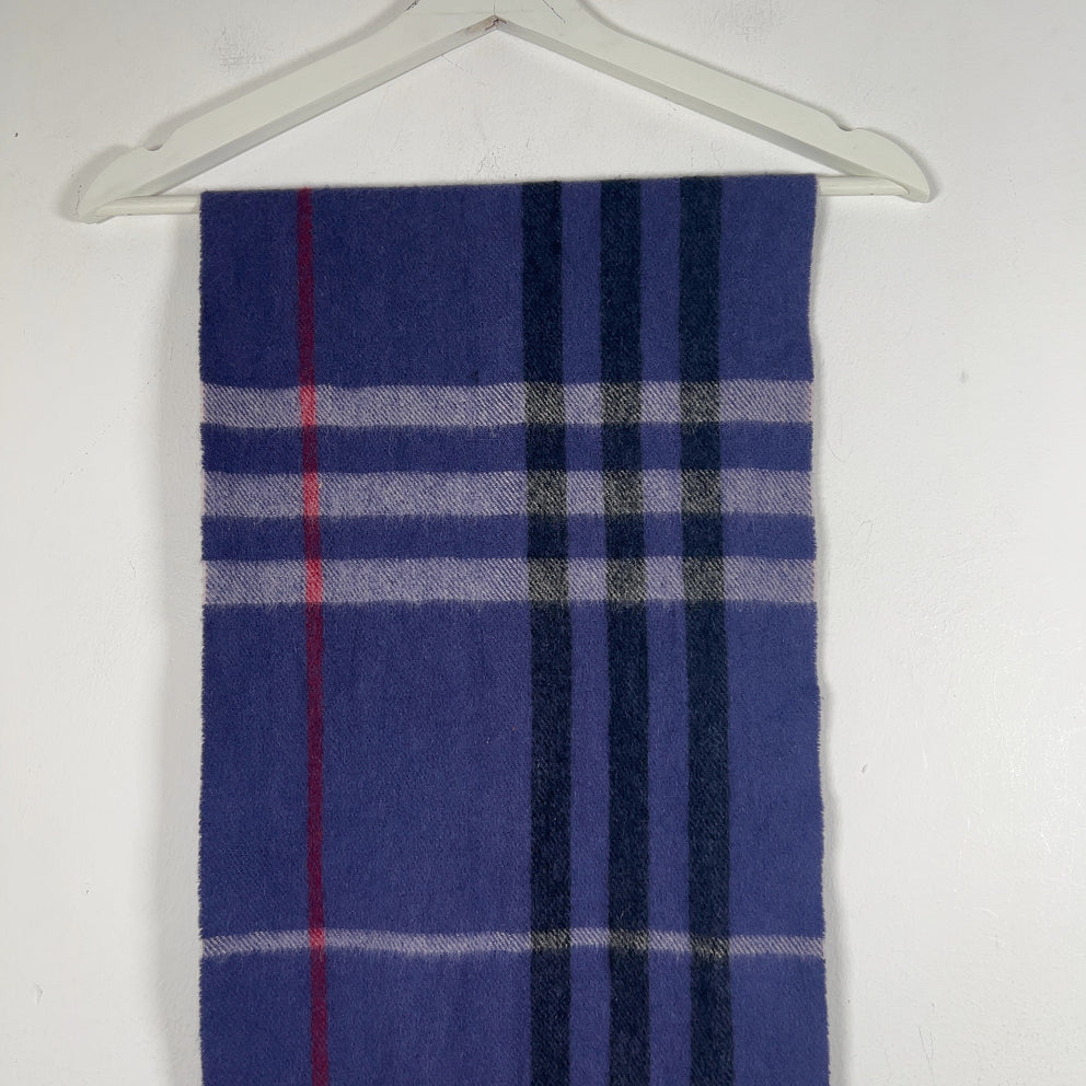 Burberry Purple Check Wool Scarf