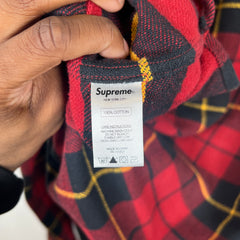 Supreme Hooded Plaid Half Zip Flannel Size XL