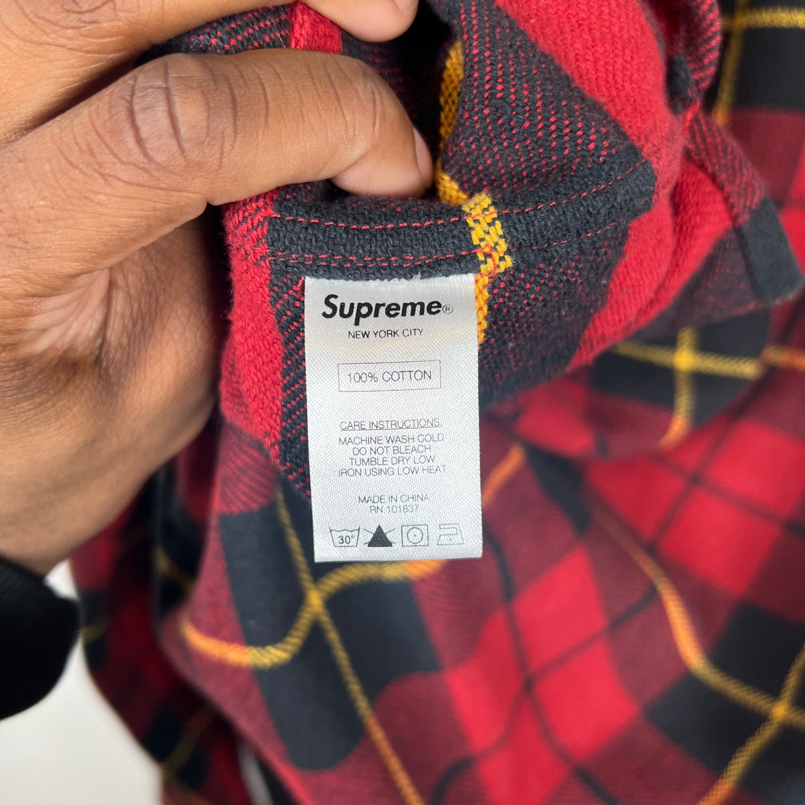 Supreme Hooded Plaid Half Zip Flannel Size XL