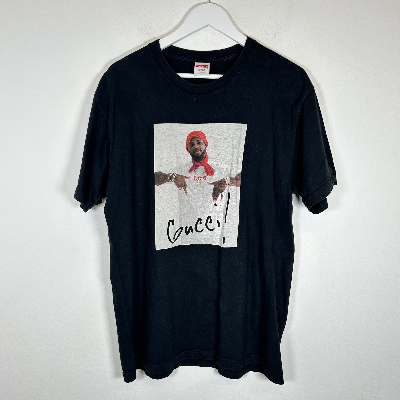 Supreme Black Gucci Mane Print T-Shirt Size L