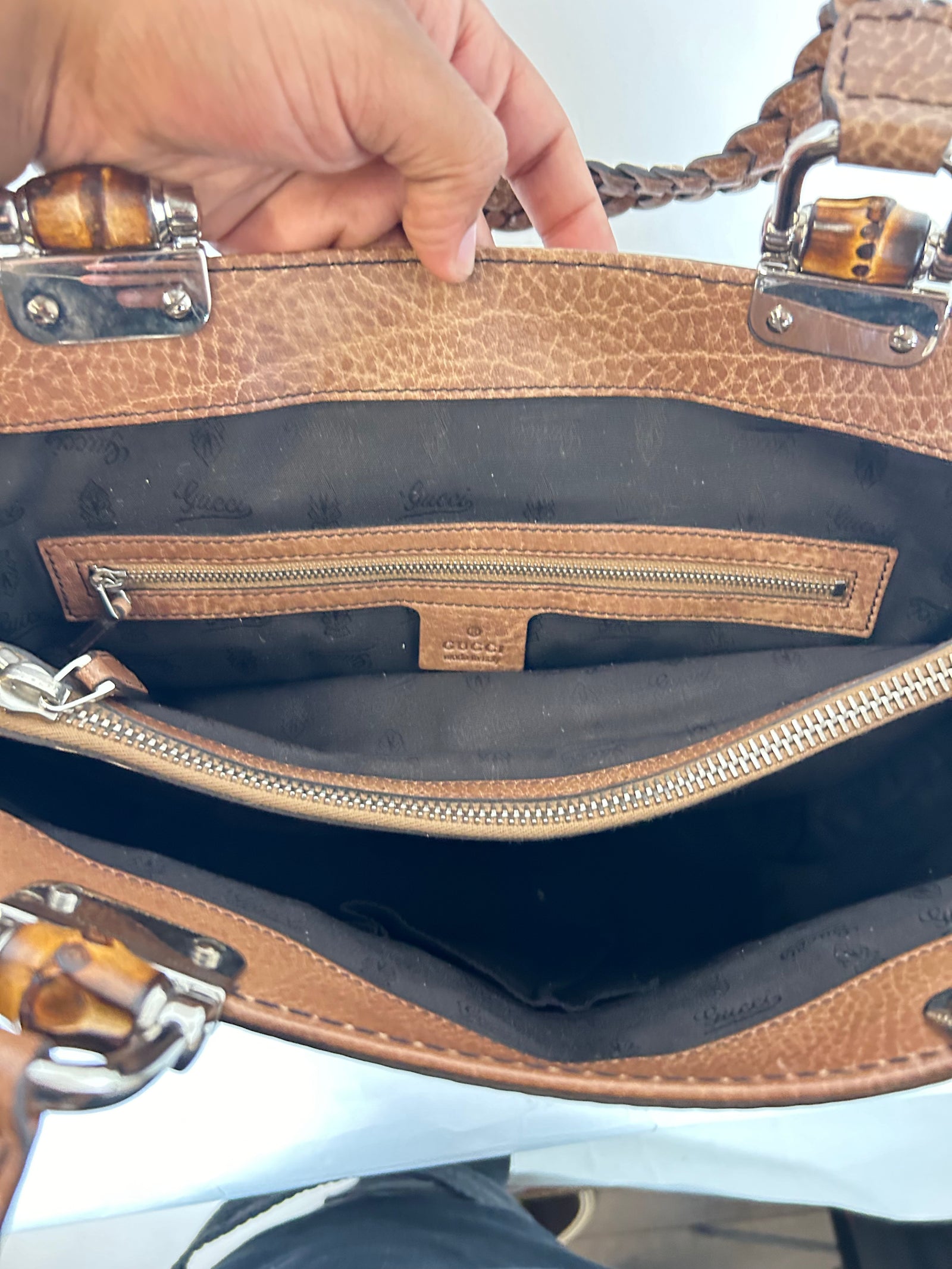 Gucci Brown Guccissma Bamboo Tote Bag