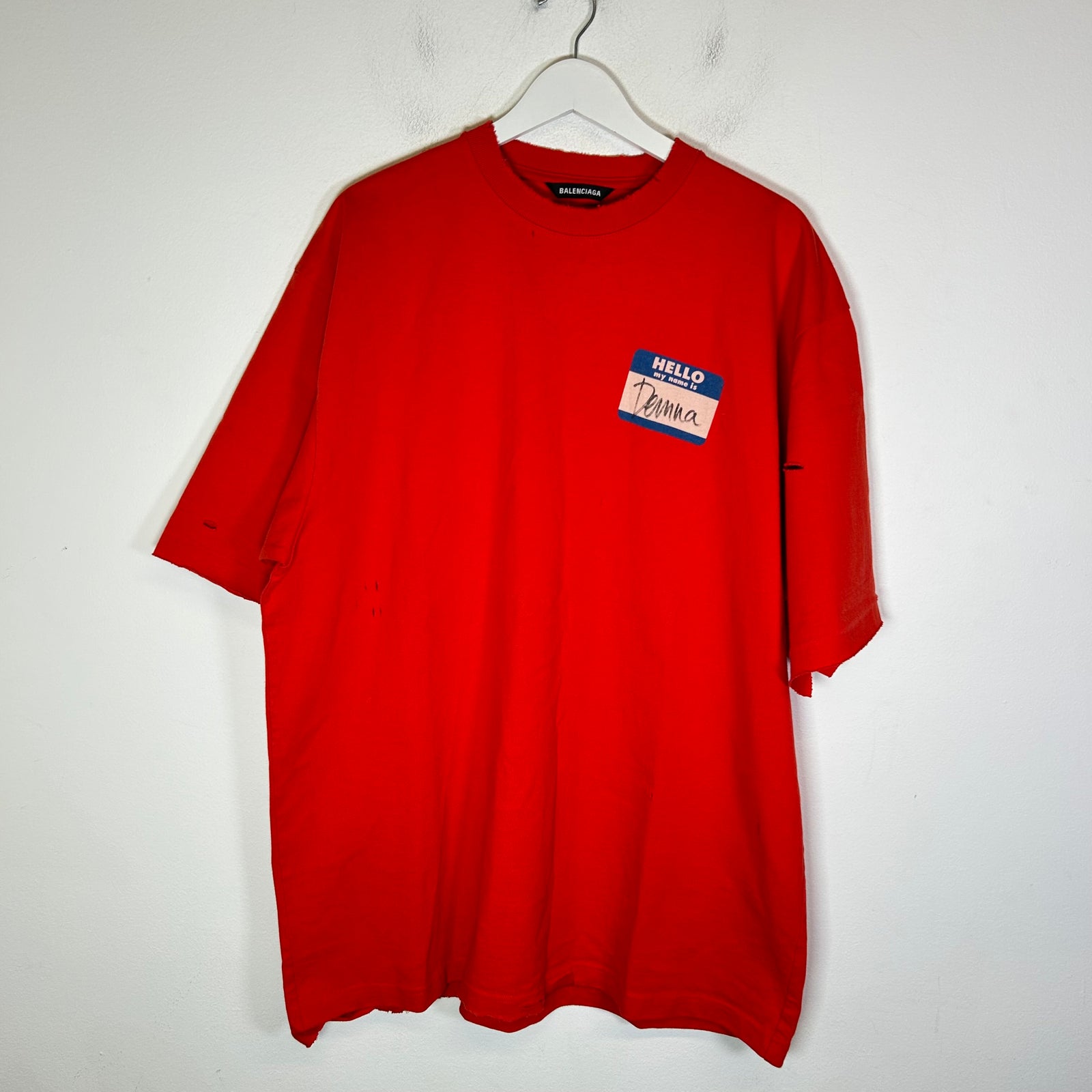 Balenciaga 'Hello My Name Is Demna' Distressed T-Shirt