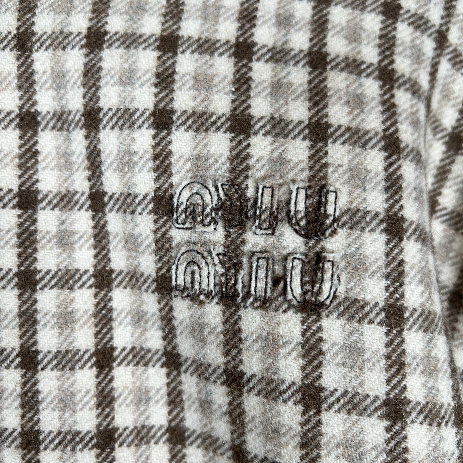 Miu Miu Cocoa Brown Check Blouson Jacket Size 36IT