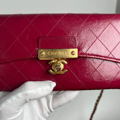 Chanel Burgundy Calfskin Flap Wallet