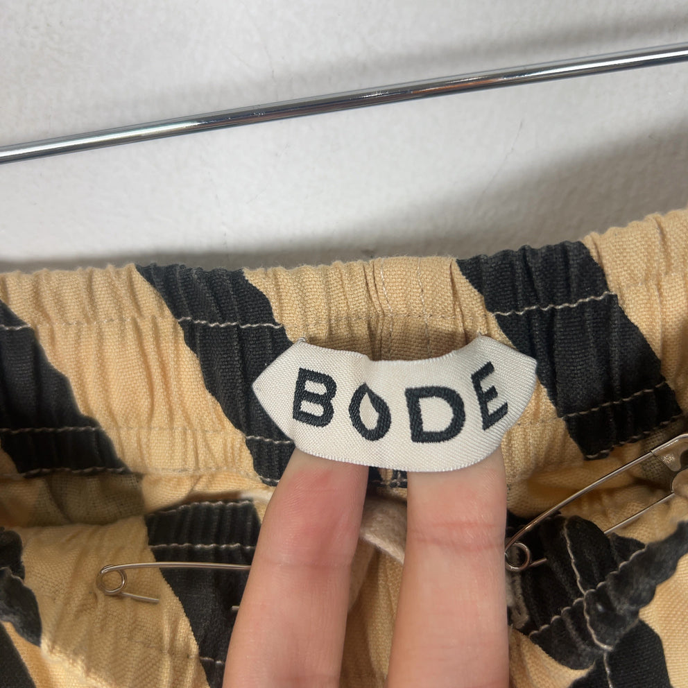 Bode Striped Beaded Logo Shorts