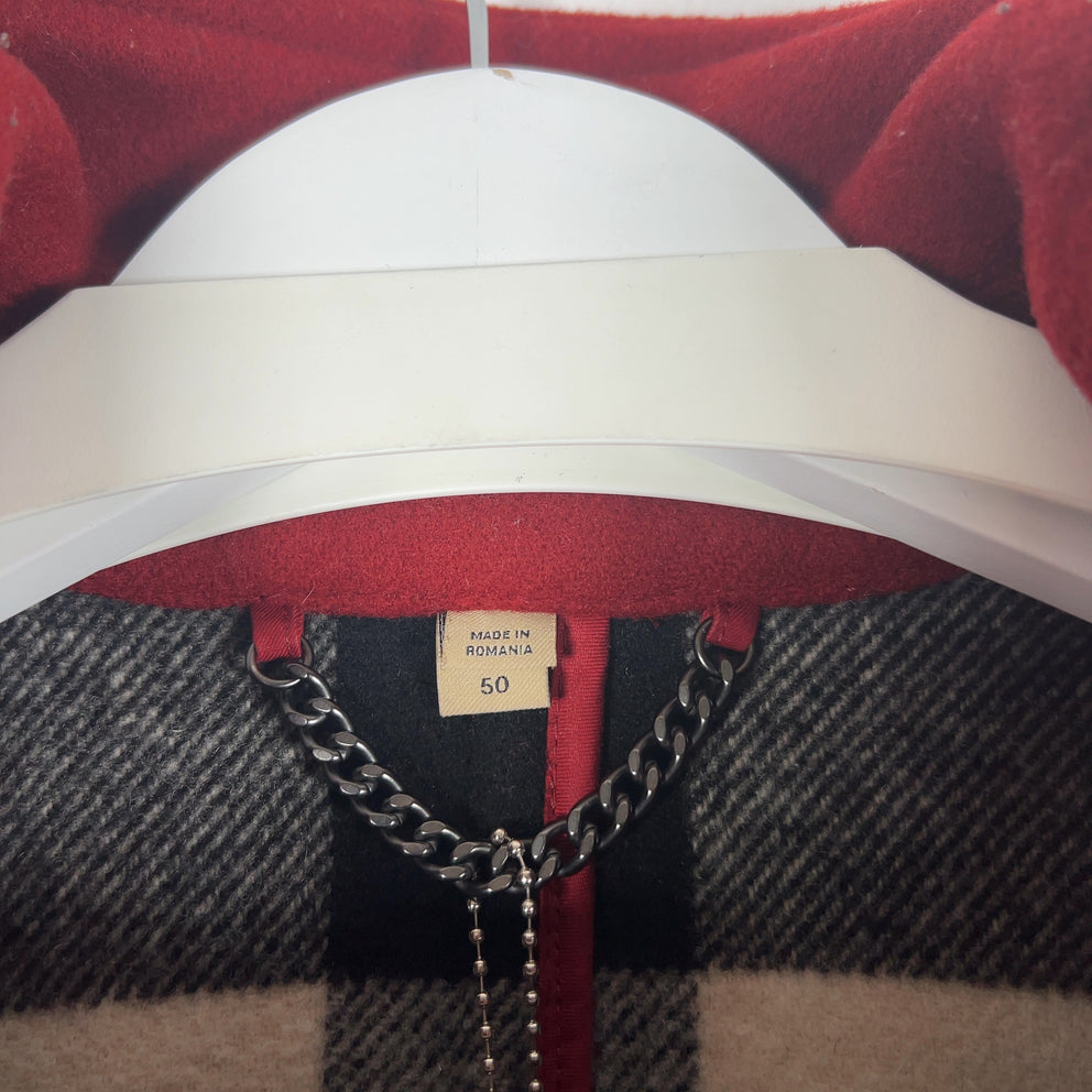 Burberry Red Wool Hooded Peacoat