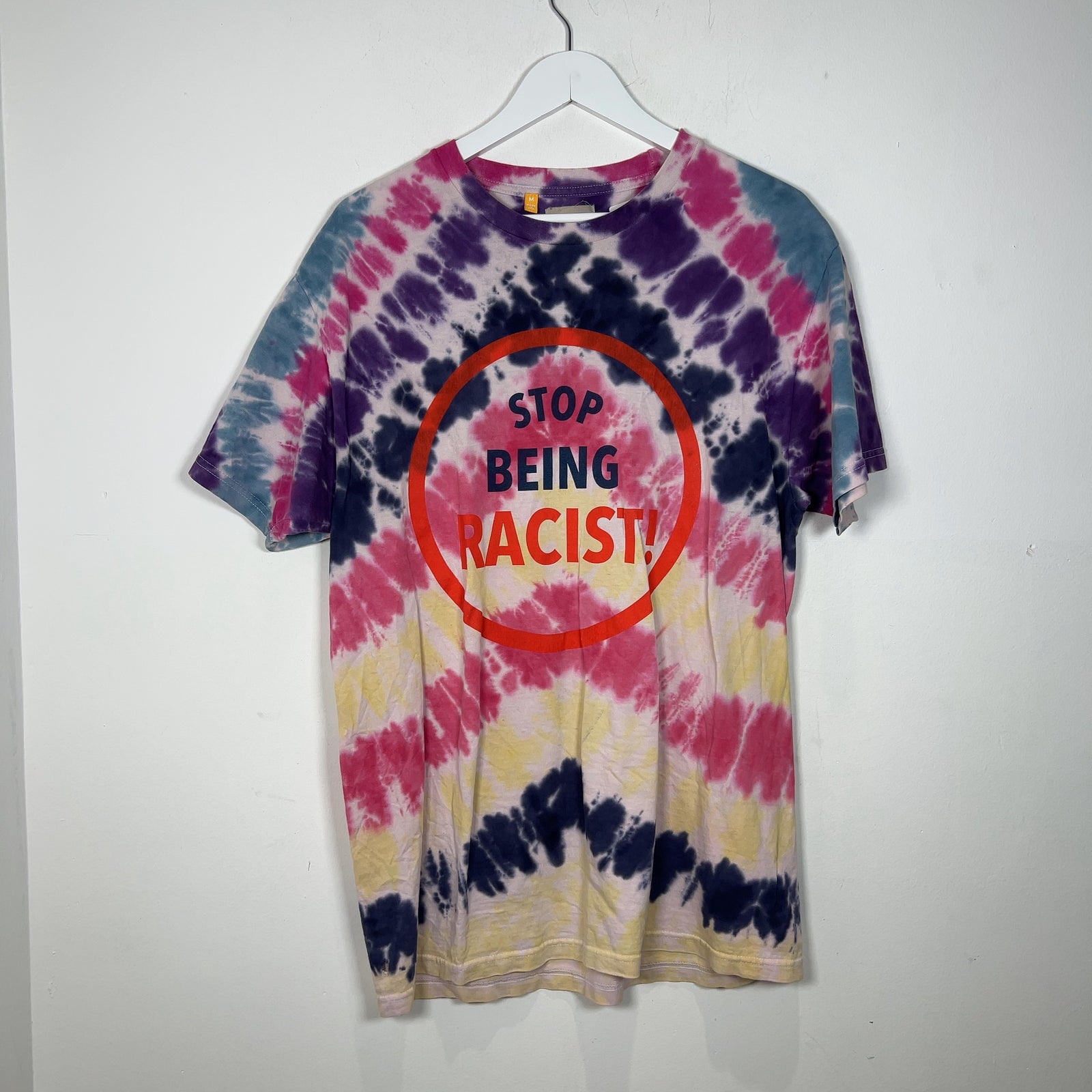 Gallery Dept 'Stop Being Racist' Graphic Tye Dye T-Shirt
