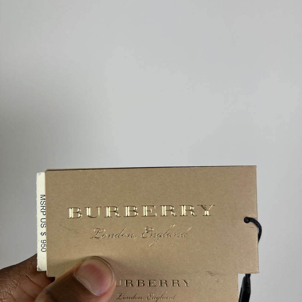 Burberry Tan Calfskin Crest Embossed Small Tote Bag