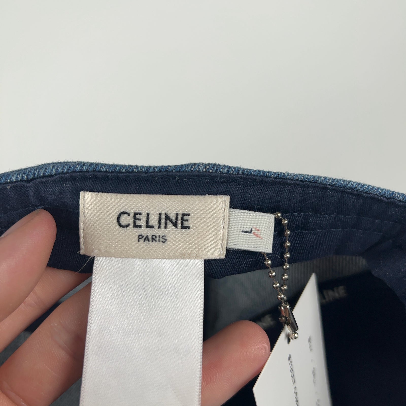 Celine Triomphe Logo Denim Hat