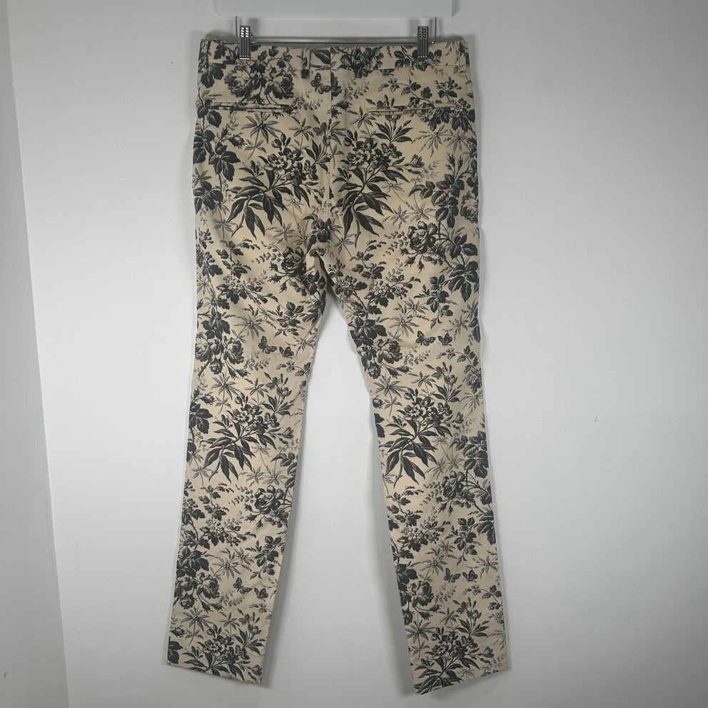 Gucci Black Ivory Floral Pants Size 32