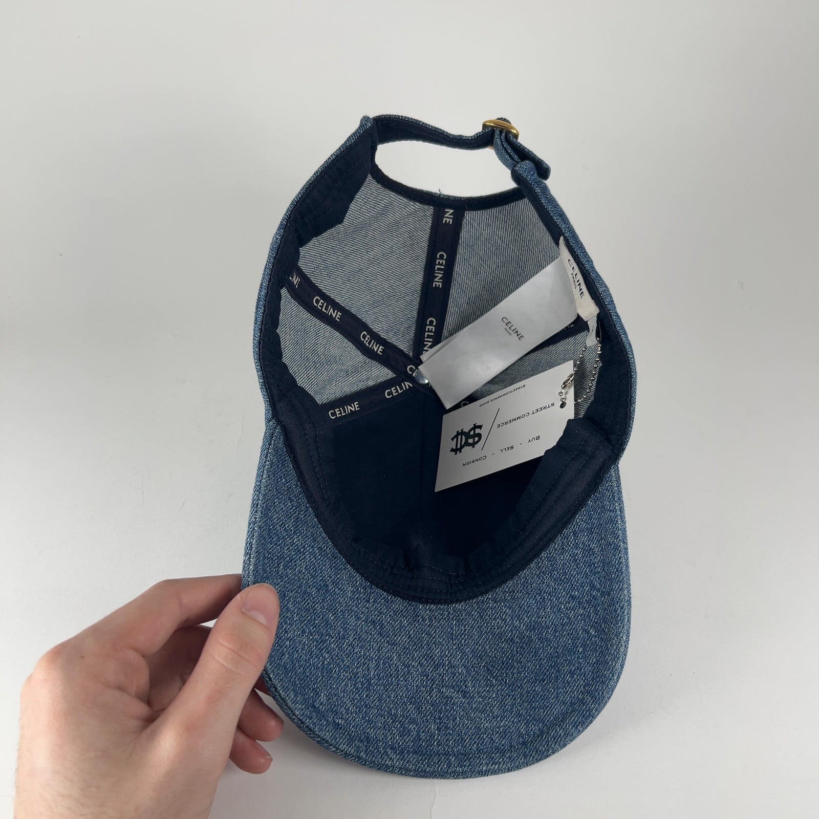 Celine Triomphe Logo Denim Hat