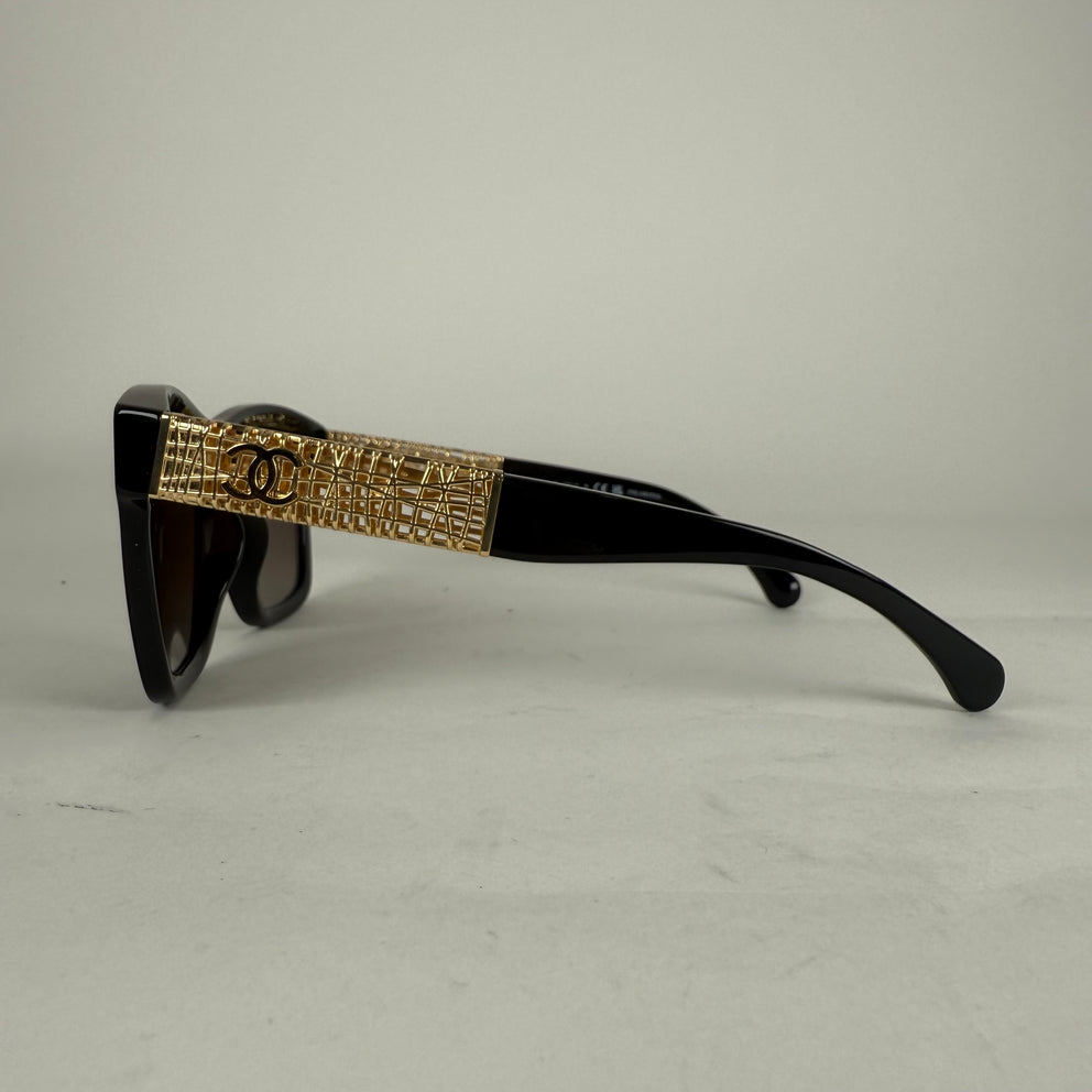 Chanel Black/Gold Tweed Polarized Sunglasses