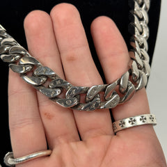 Louis Vuitton x Virgil Abloh Silver Monogram Chain Links Cuban Necklace