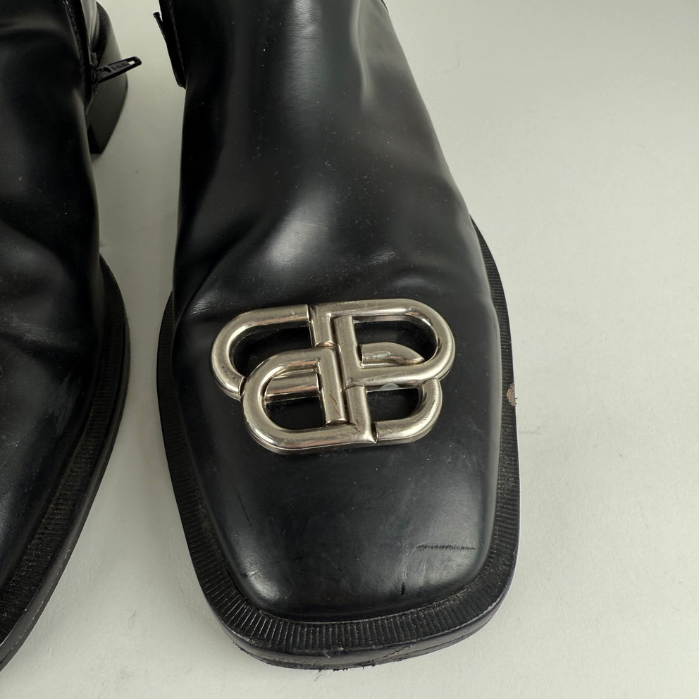 Balenciaga Rim BB Icon Leather Ankle Boots Size 43