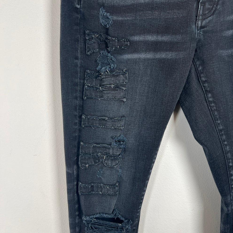 Amiri Black Distressed Applique Logo Jeans Size 31