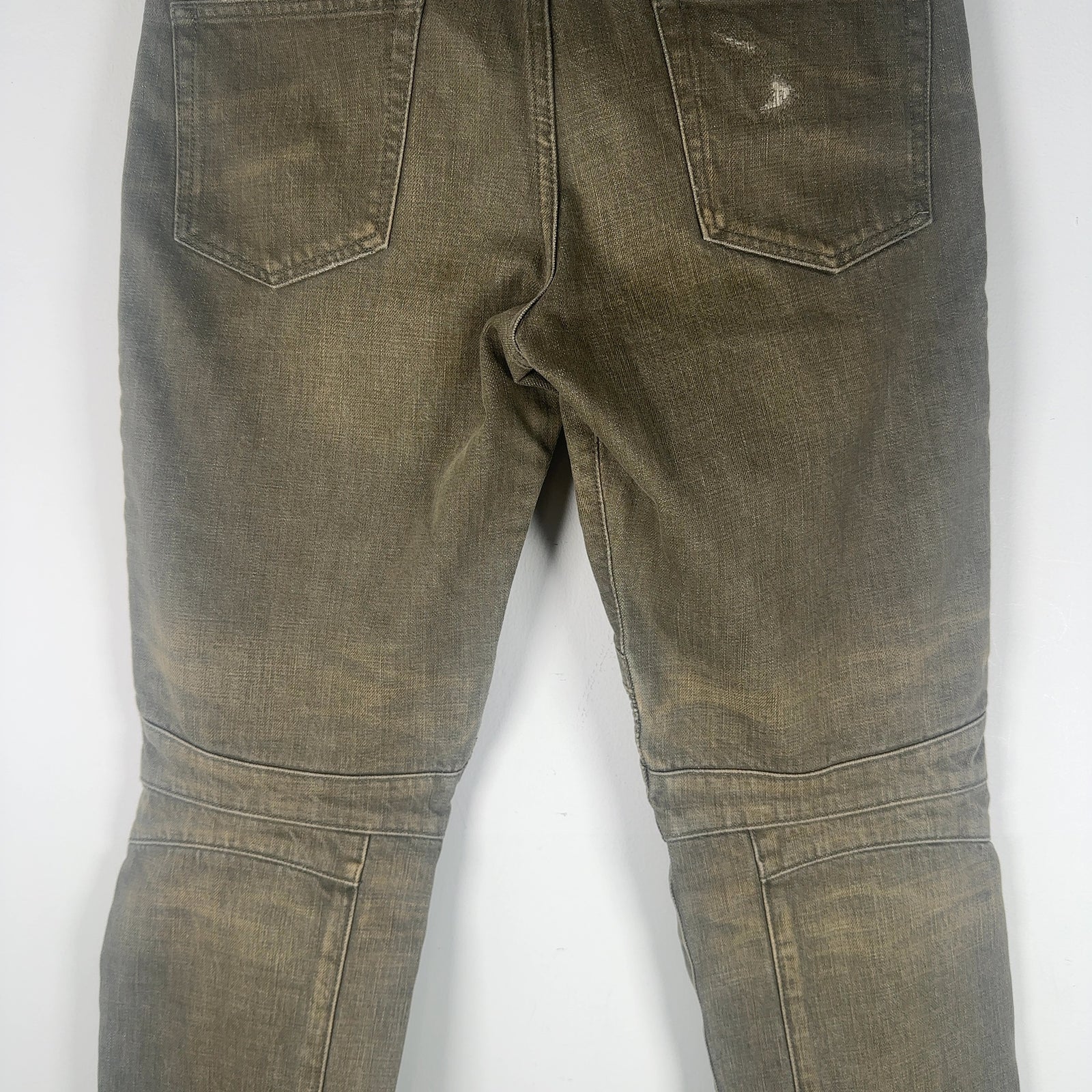 Balmain Green Denim Biker Jeans