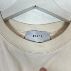 Rhude Cream French Hotel Logo T-shirt Size XL