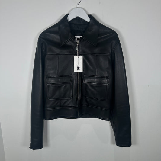 Yves Saint Laurent Rive Gauche 1990's Leather Field Jacket Size 50