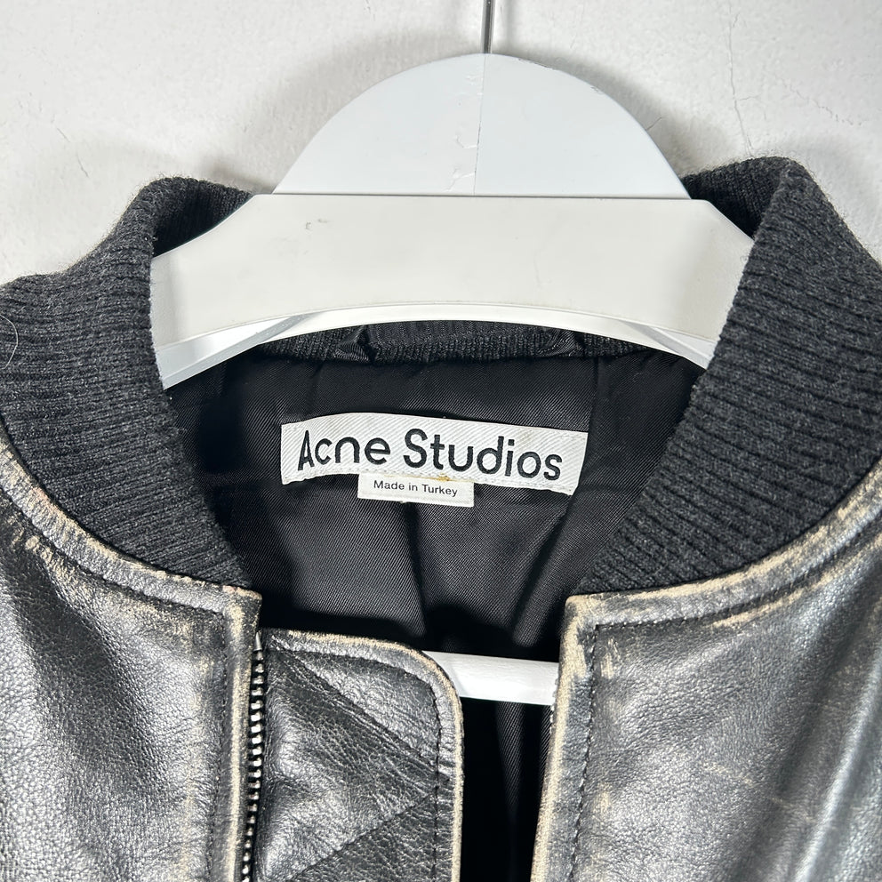 Acne Studios Aged Leather Bomber Size M