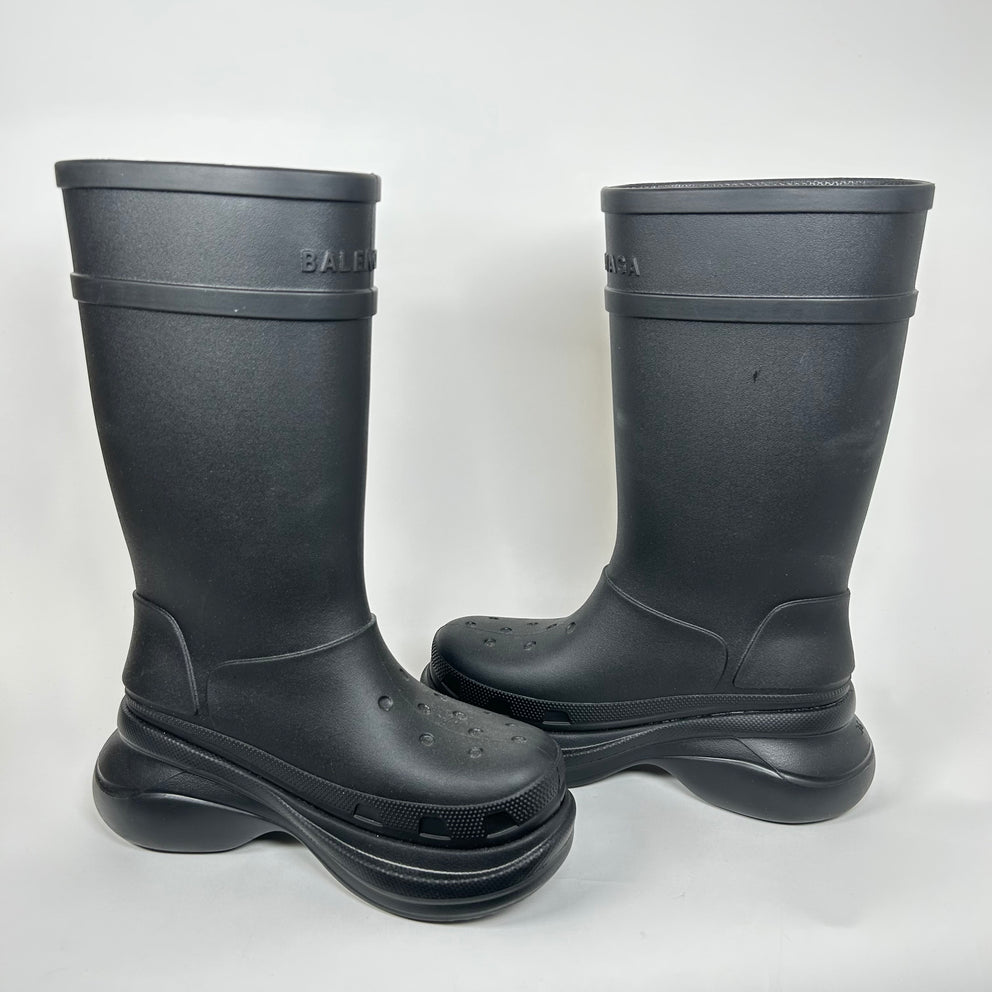 Balenciaga x Croc Black Rubber Boots Size 36