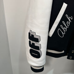 Off-White Black 'OW' Patched Varsity Jacket Size M