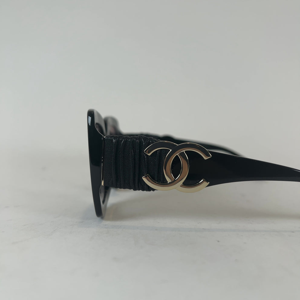Chanel Square Frame Calfskin Leather Sunglasses