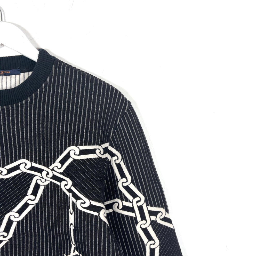 Louis Vuitton Chain Link Striped Black Crewneck