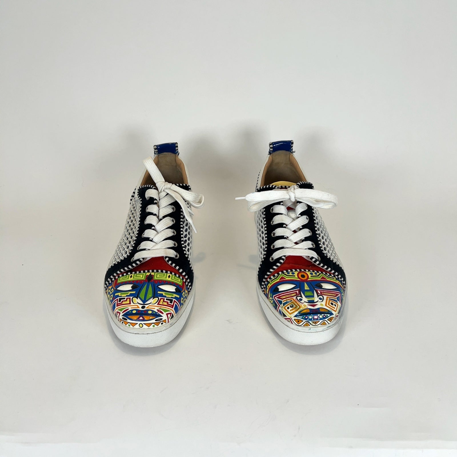 Christian Louboutin Aztec Embossed Print Leather Lowtop Sneakers