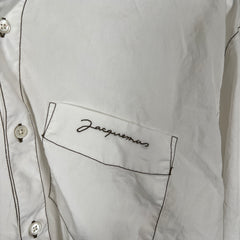 Jacquemus White/Brown Stitching Button Up Sz S