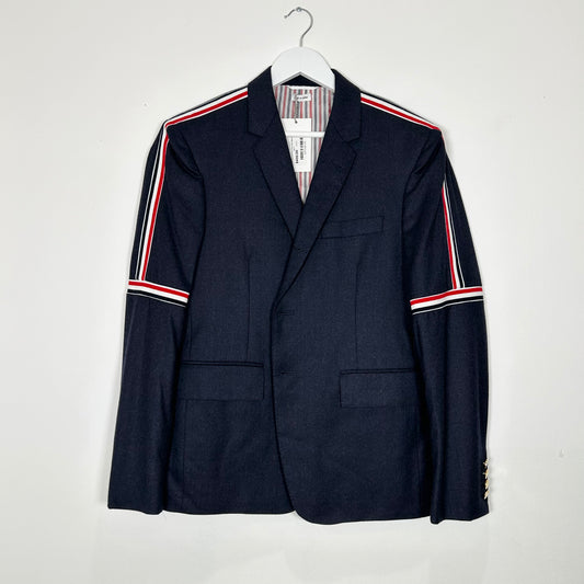 Thom Browne Navy Wool Side Stripe Blazer Size 3