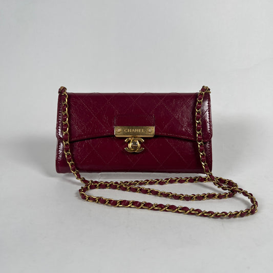 Chanel Burgundy Calfskin Flap Wallet