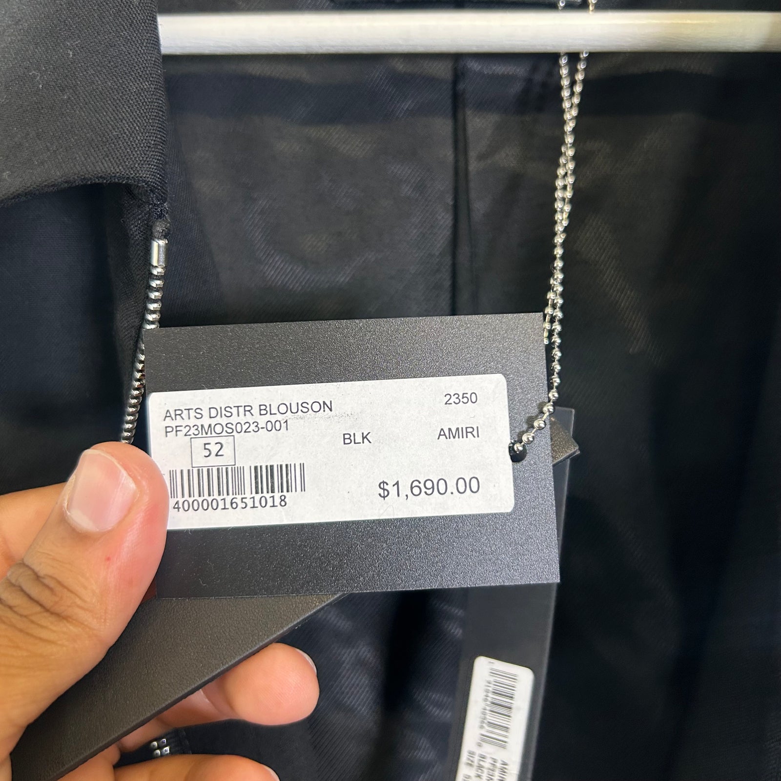 Amiri Black Arts District Blouson Jacket Size 52