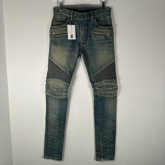 Balmain Lightwash Biker Denim Size 27
